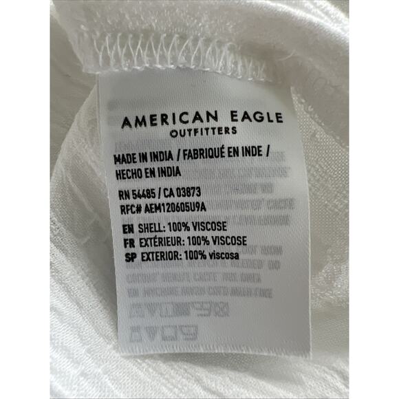 American Eagle Top Womens Large White Long Sleeve Babydoll Open Back Viscose - Picture 6 of 10